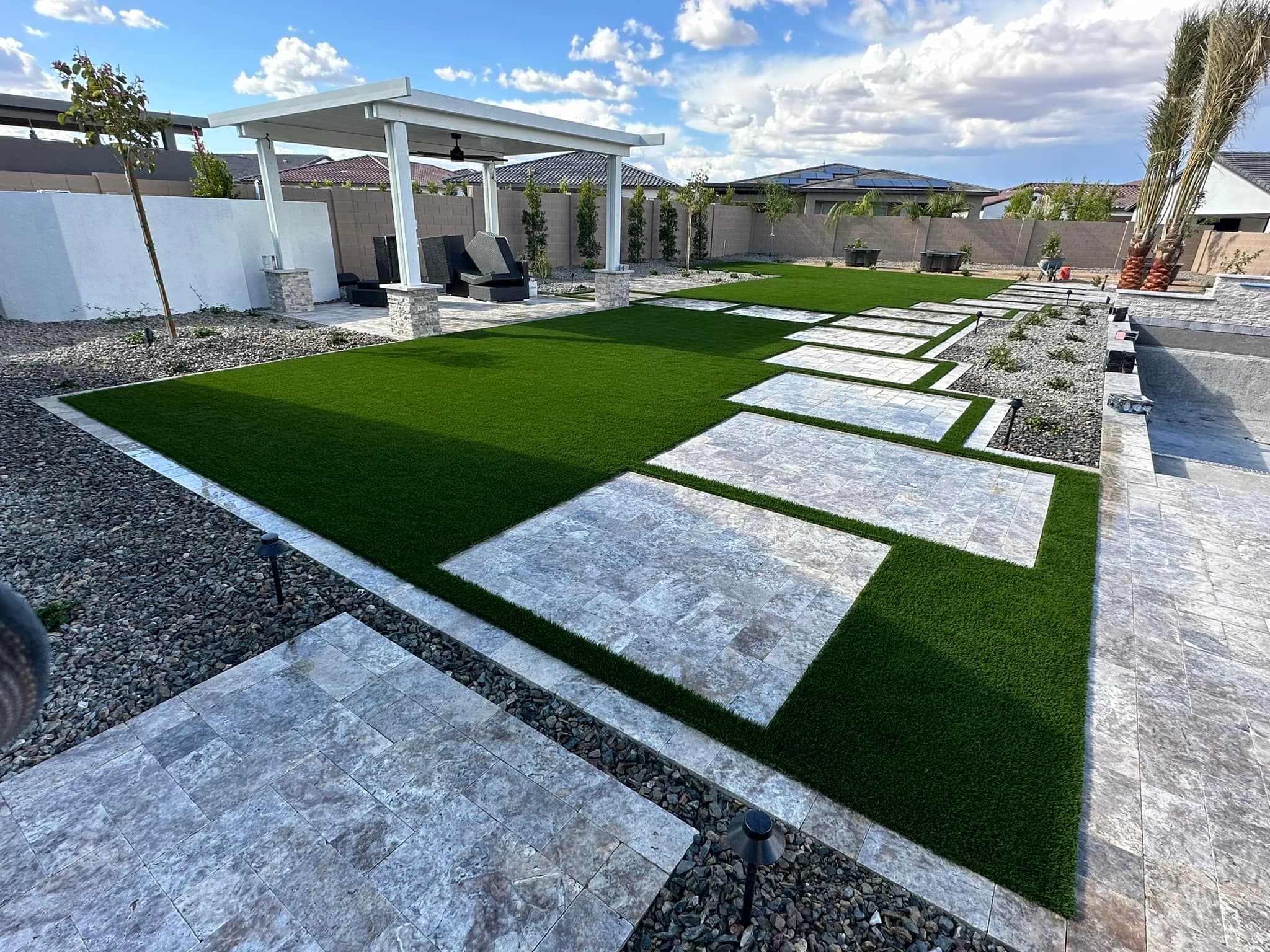 luxury turf and travertine